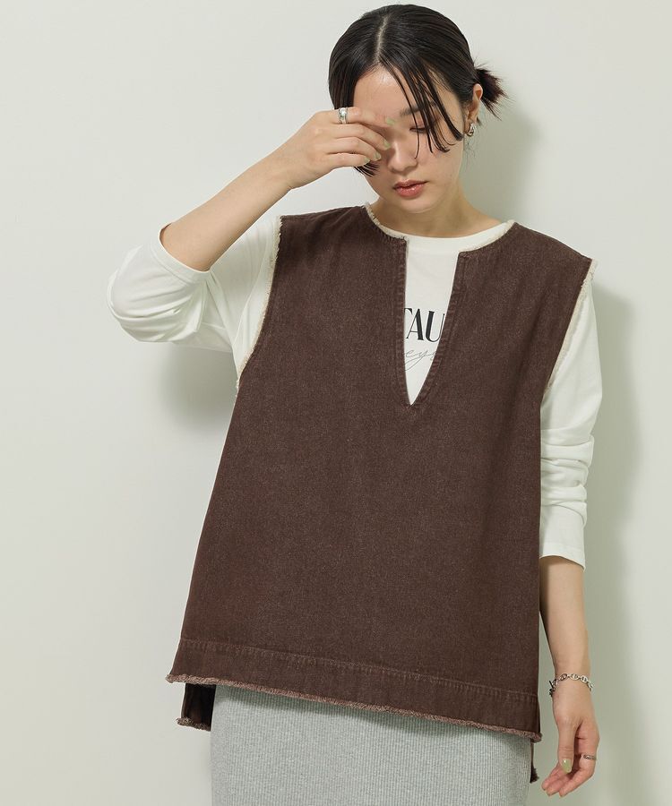 Green Parks「フリンジ付きデニムベスト」|ベスト・ジレ|