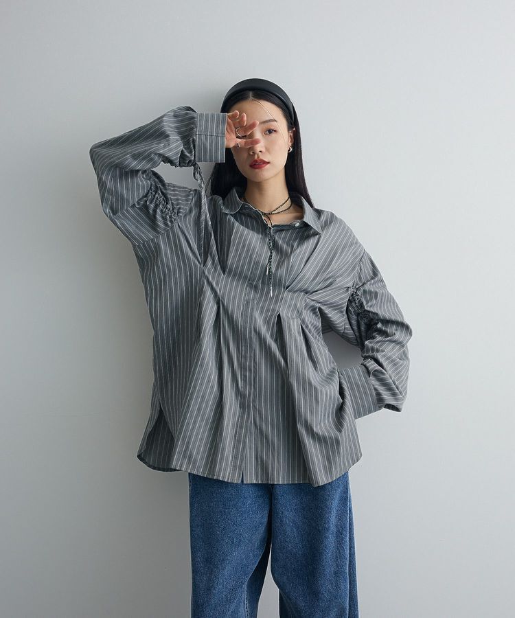 Green Parks「【WEB限定】ドロストシャーリングウエストタックシャツⅡ」|シャツ・ブラウス|