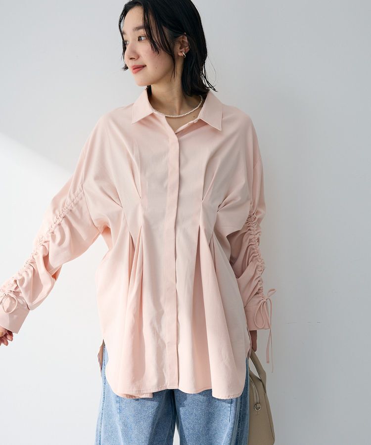 Green Parks「【WEB限定】ドロストシャーリングウエストタックシャツⅡ」|シャツ・ブラウス|Pink