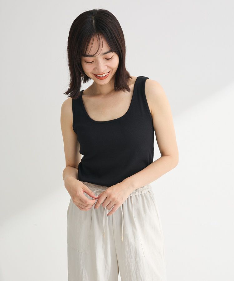 Green Parks「機能付テレコリブタンクトップ」|インナー|Black