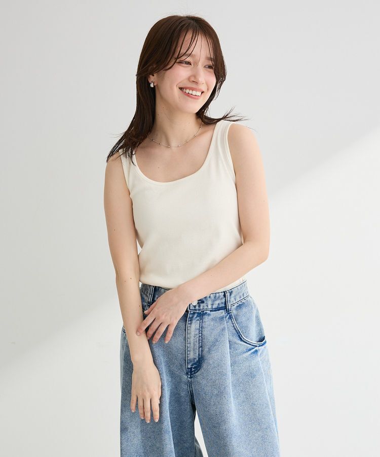 Green Parks「機能付テレコリブタンクトップ」|インナー|Ecru