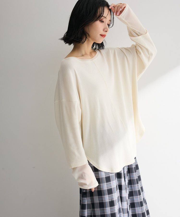 Green Parks「袖チュールリブプルオーバー」|Tシャツ・カットソー|