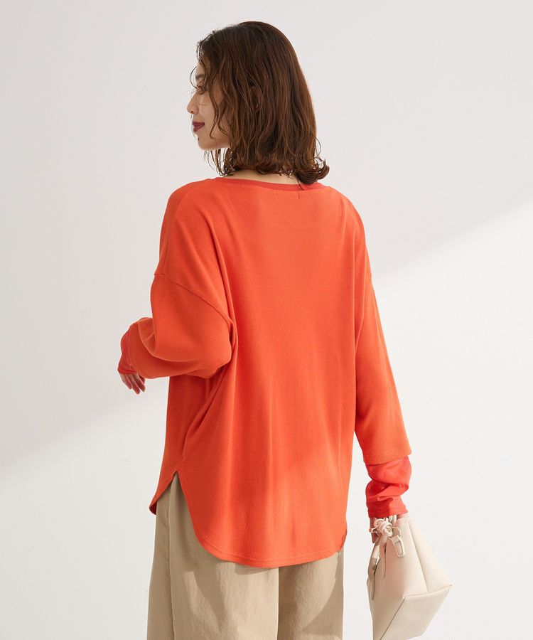 Green Parks「袖チュールリブプルオーバー」|Tシャツ・カットソー|