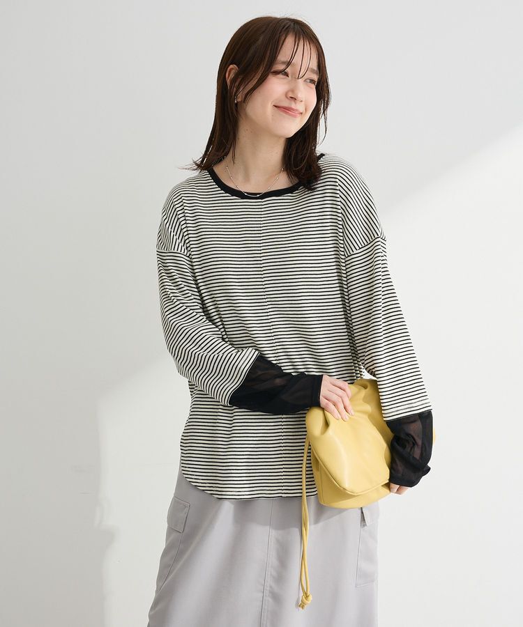 Green Parks「袖チュールリブプルオーバー」|Tシャツ・カットソー|Border