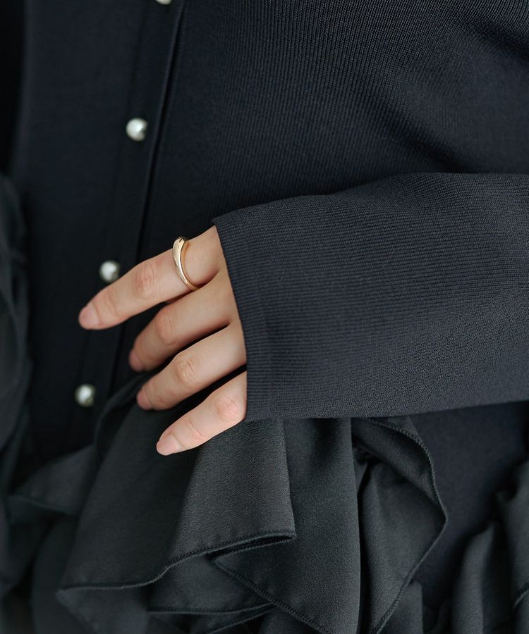 YECCA VECCA「パール釦ラッフルカーディガン」|カーディガン|