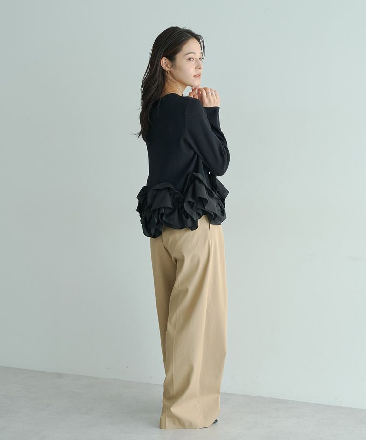 YECCA VECCA「パール釦ラッフルカーディガン」|カーディガン|