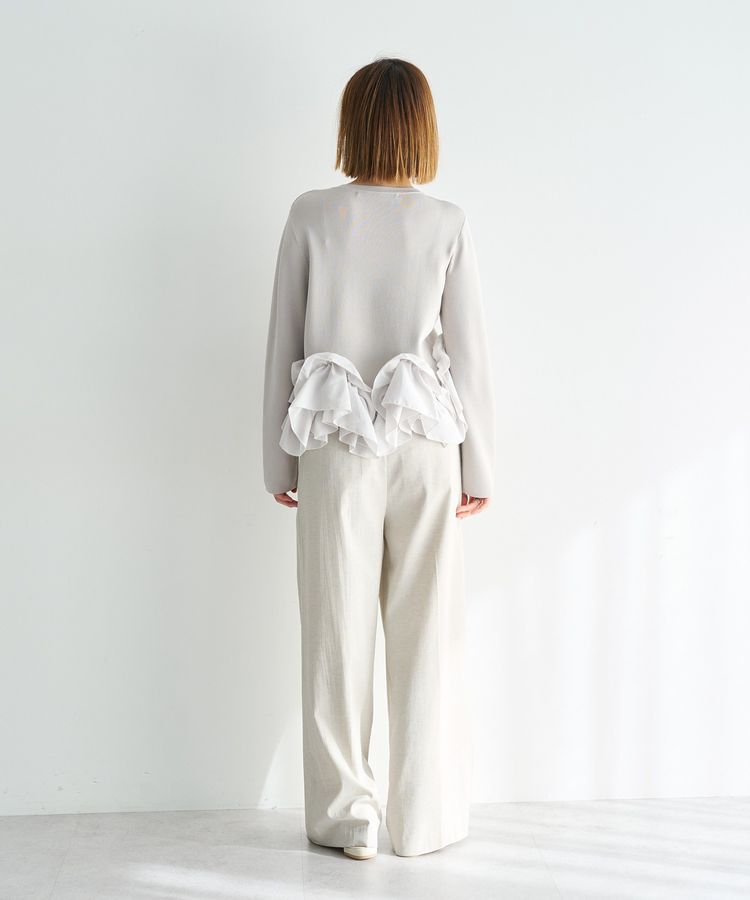 YECCA VECCA「パール釦ラッフルカーディガン」|カーディガン|