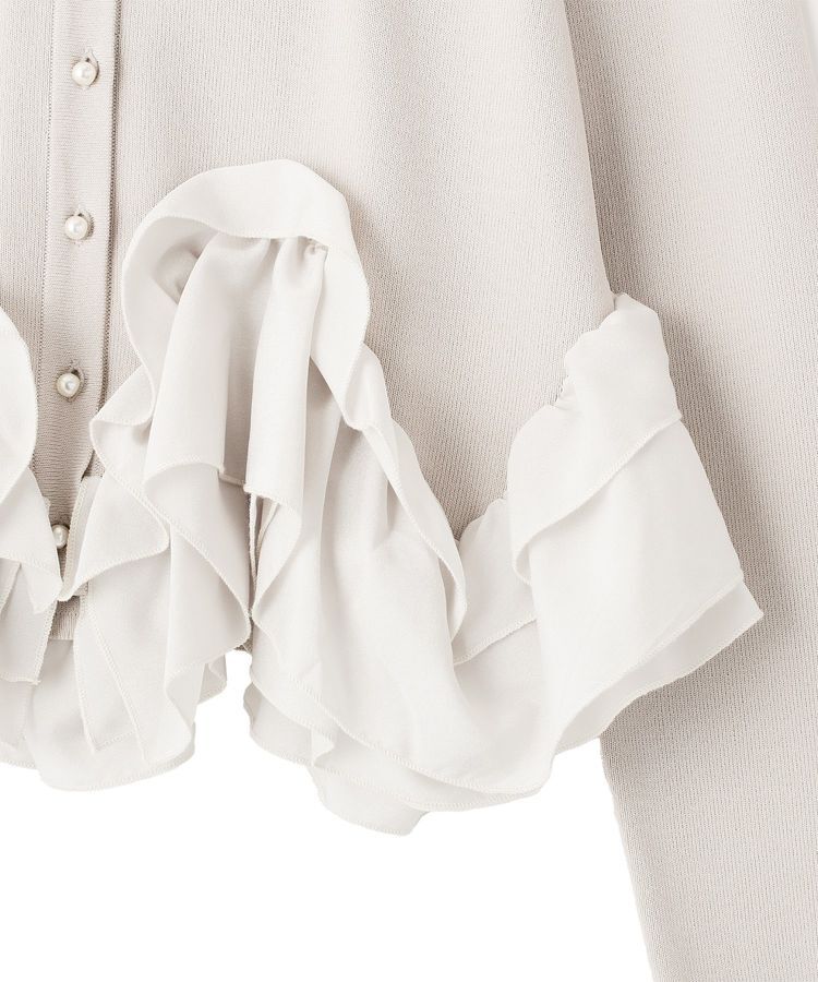 YECCA VECCA「パール釦ラッフルカーディガン」|カーディガン|