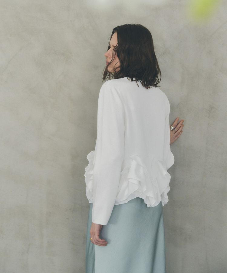 YECCA VECCA「パール釦ラッフルカーディガン」|カーディガン|