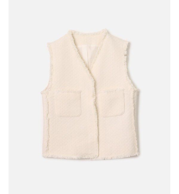 allureville「【セットアップ対応可能】ラスティックツイードフリンジジレ」|ベスト・ジレ|