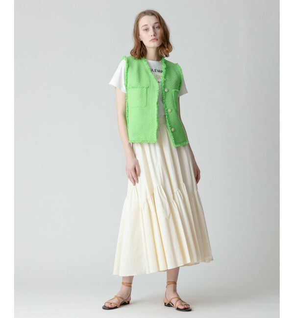 allureville「【セットアップ対応可能】ラスティックツイードフリンジジレ」|ベスト・ジレ|