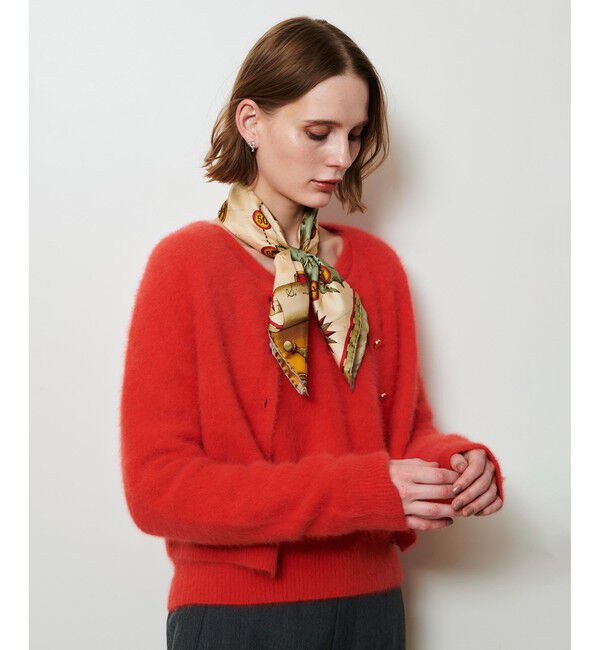 allureville「カシミヤブレンドファー加工カーディガン」|カーディガン|オレンジ