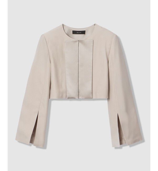 allureville「【ATELIER Line】ノーカラーボレロジャケット」|ノーカラージャケット|グレージュ