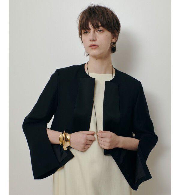 allureville「【ATELIER Line】ノーカラーボレロジャケット」|ノーカラージャケット|