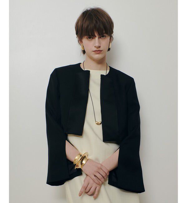 allureville「【ATELIER Line】ノーカラーボレロジャケット」|ノーカラージャケット|