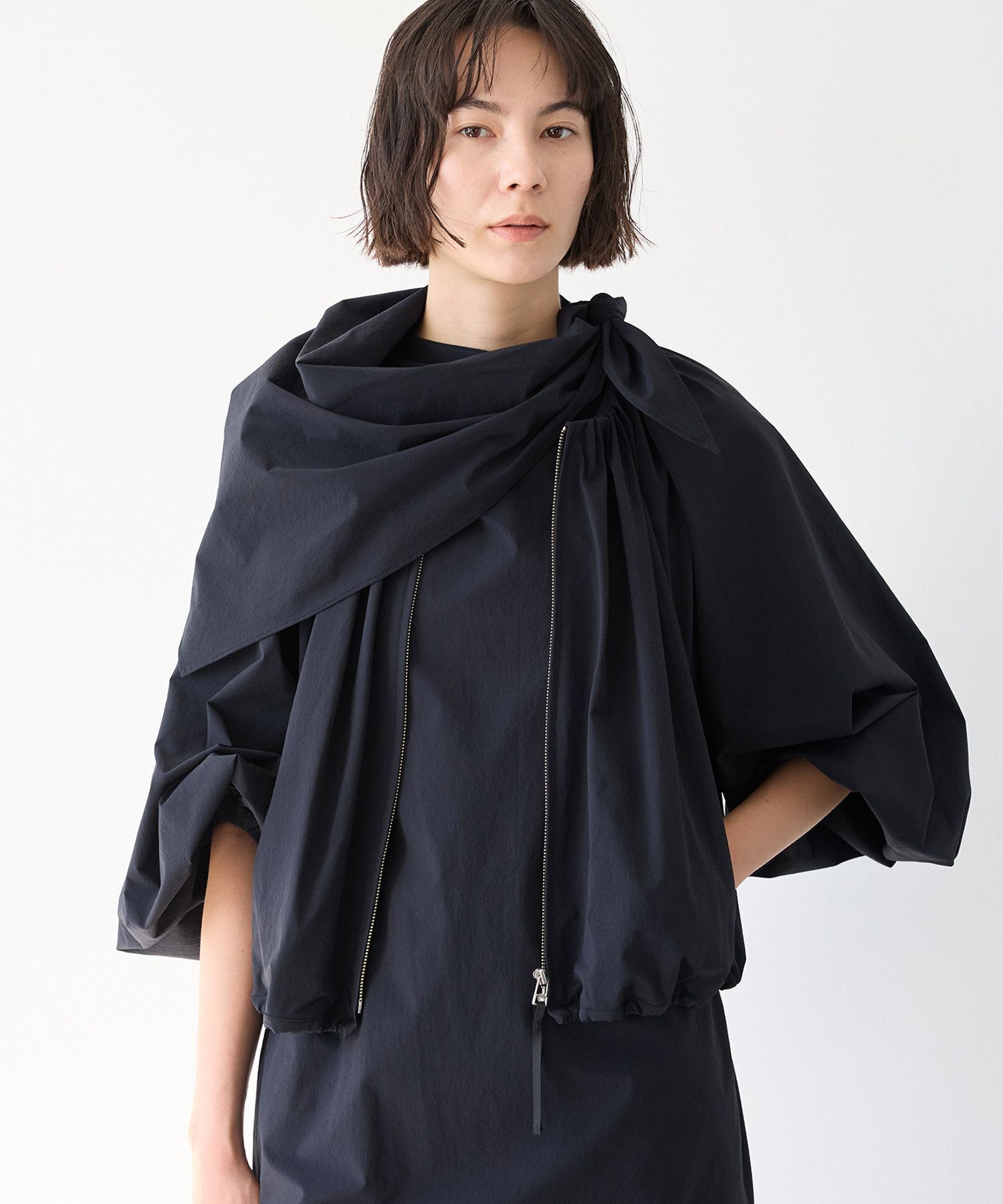 BABYLONE「【多機能素材】撥水スカーフ付きブルゾン」|ブルゾン・スタジャン|ﾌﾞﾗｯｸ