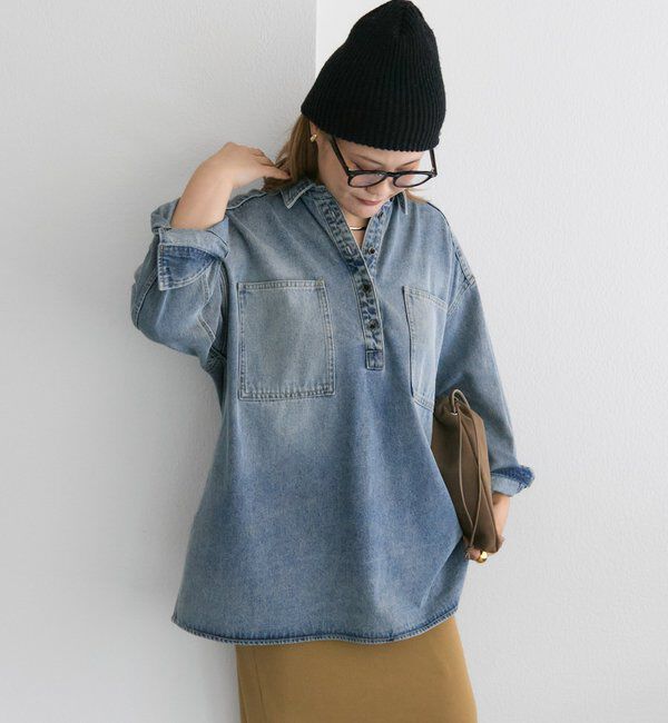  「【＠noricorico102企画】ヴィンテージライクデニムチュニックシャツ」|シャツ・ブラウス|