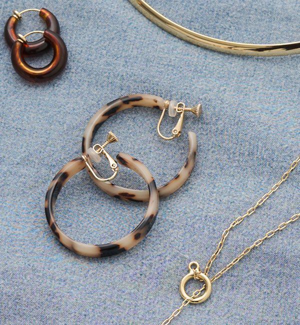  「べっ甲カラー フープ イヤリング」|ネックレス|