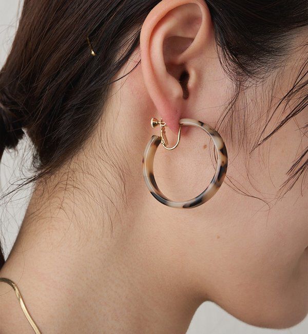  「べっ甲カラー フープ イヤリング」|ネックレス|