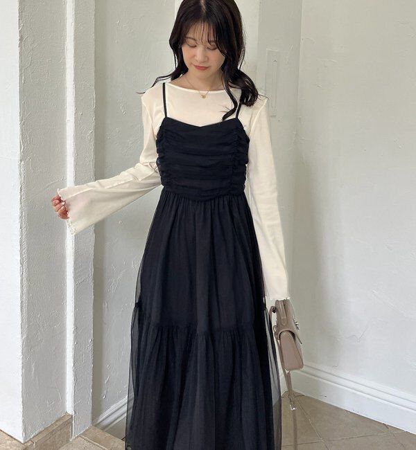  「後ろリボン2wayニットSETワンピ」|ワンピース|