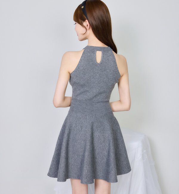  「2wayフェザーカーデSET後ろリボンニットミニワンピ」|ワンピース|
