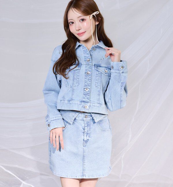  「ウェスト折り返しデニムミニスカート」|スカート|