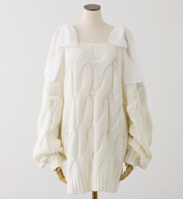  「ミルキーパレットニットミニワンピ／肩リボン取り外し可」|ワンピース|