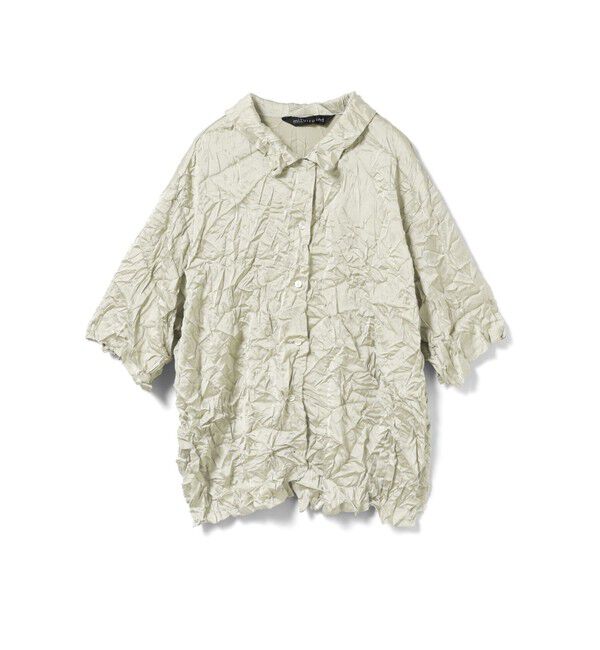 mizuiro ind「mizuiro ind ワッシャーハーフスリーブシャツ」|シャツ・ブラウス|ライトベージュ