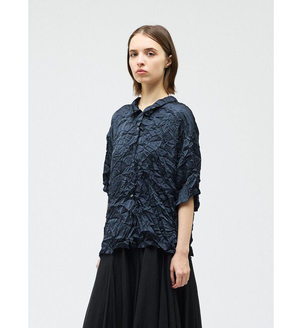 mizuiro ind「mizuiro ind ワッシャーハーフスリーブシャツ」|シャツ・ブラウス|