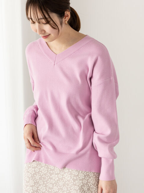 Te chichi TERRASSE「総針Vネックニット」|ニット・セーター|ピンク