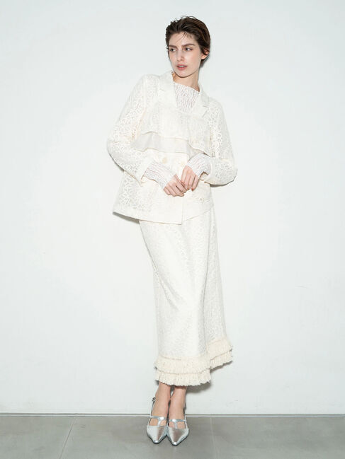 Te chichi「【Atelier Sucre】バテンレースフリンジタイトスカート《2025spring catalog item》」|スカート|