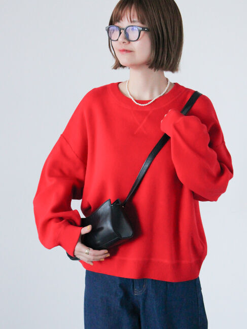 Lugnoncure「スウェットライククルーネックニット」|ニット・セーター|レッド