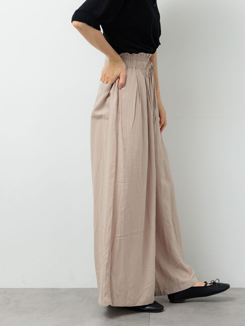 Lugnoncure「麻レーヨンワイドイージーパンツ」|その他|ベージュ