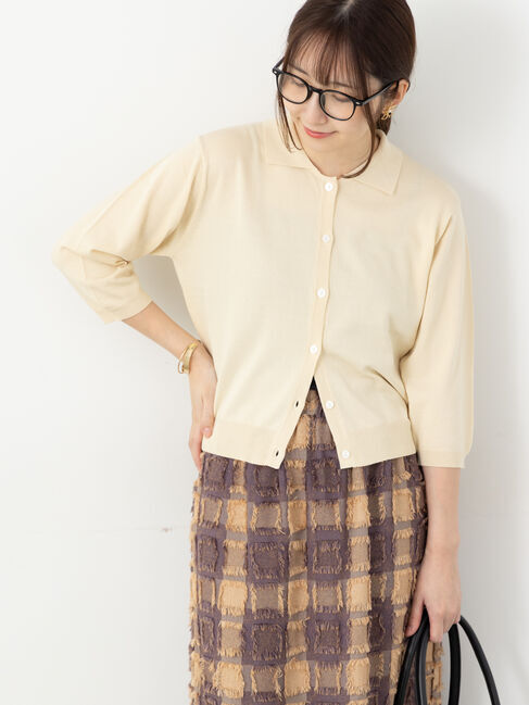 Te chichi TERRASSE「衿付き7分袖カーディガン」|カーディガン|オフホワイト