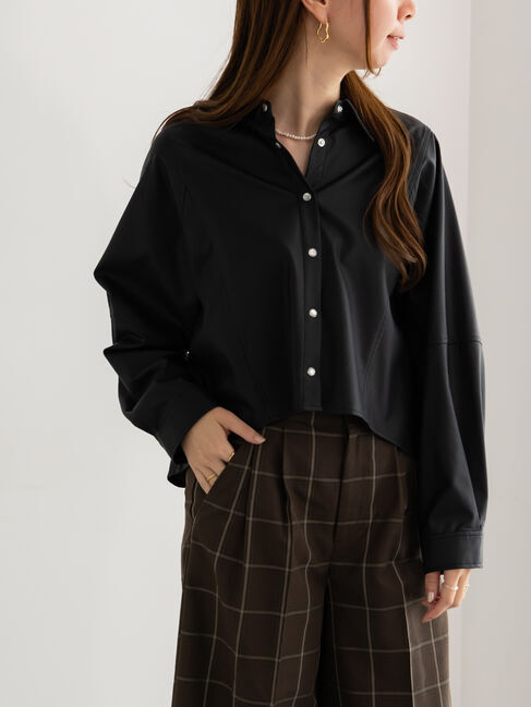 Te chichi「ファブリックアソートクロップトシャツ《2025Autumn catalog vol.2 item》」|シャツ・ブラウス|ブラック