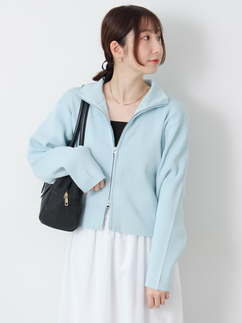 Te chichi TERRASSE「Wジップハイネックリブカーディガン」|カーディガン|ミント