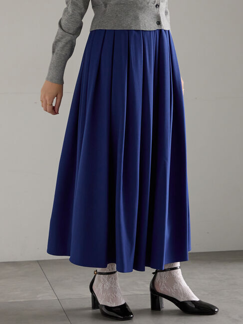 Te chichi「フラッフィーツイルタックフレアスカート」|スカート|ブルー