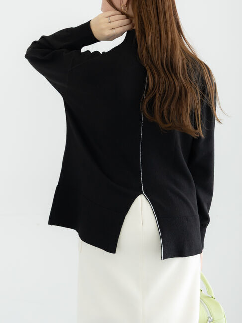 Te chichi「バックスリットスタンドネックプルオーバー」|ニット・セーター|ブラック