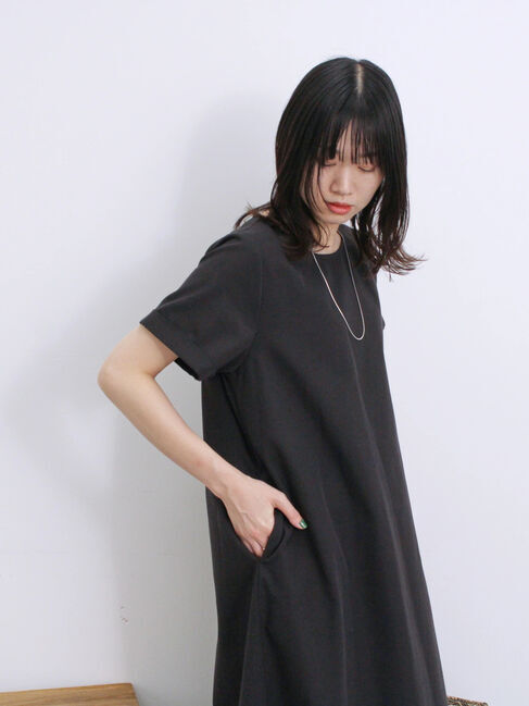 Samansa Mos2 blue「【イージーケア】リネン混マキシフレアワンピース」|ワンピース|