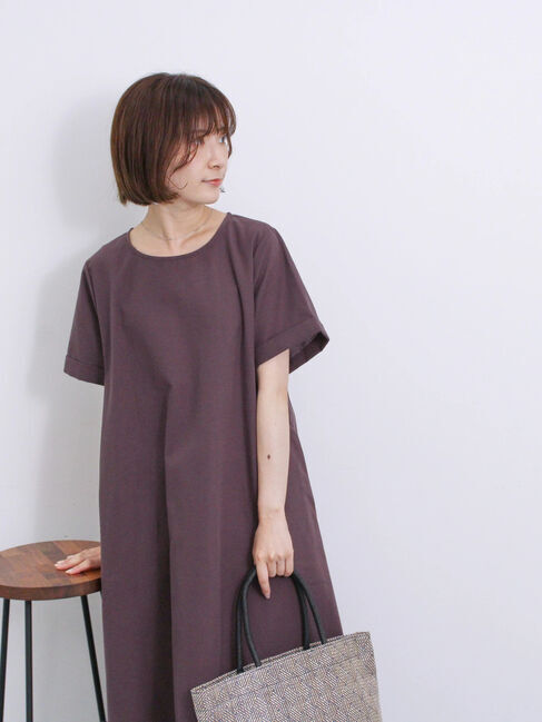 Samansa Mos2 blue「【イージーケア】リネン混マキシフレアワンピース」|ワンピース|