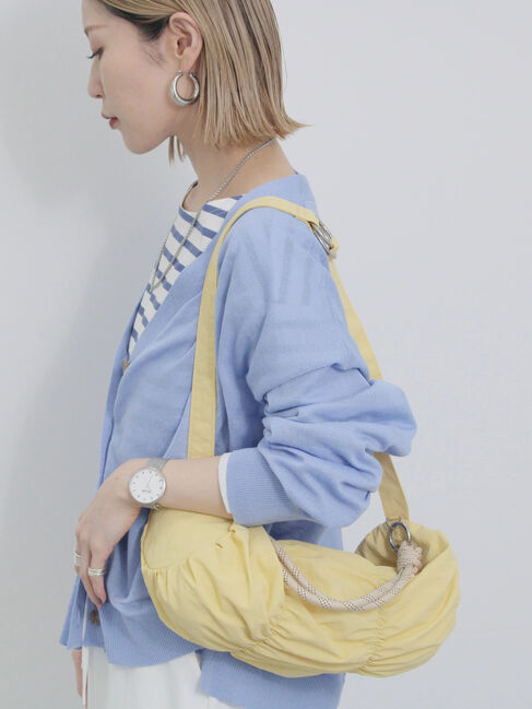 Samansa Mos2 blue「シャーリングミニドラムバッグ」|その他|