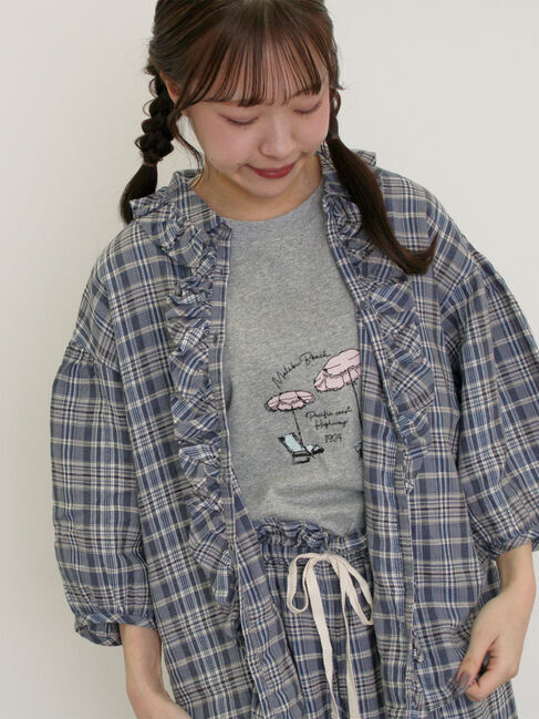 Samansa Mos2「【Cross&times;Linen】フリルブラウス」|シャツ・ブラウス|