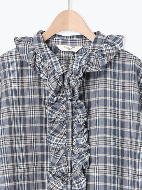 Samansa Mos2「【Cross&times;Linen】フリルブラウス」|シャツ・ブラウス|