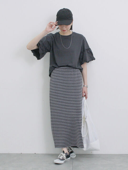 Samansa Mos2 blue「ラメナロースカート」|スカート|