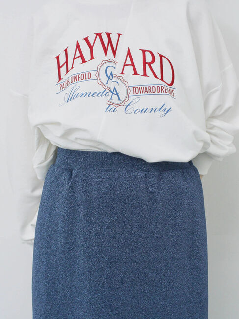 Samansa Mos2 blue「ラメナロースカート」|スカート|