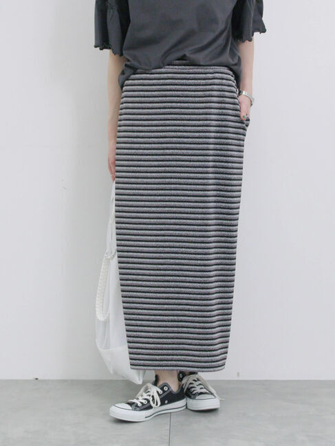 Samansa Mos2 blue「ラメナロースカート」|スカート|ブラック