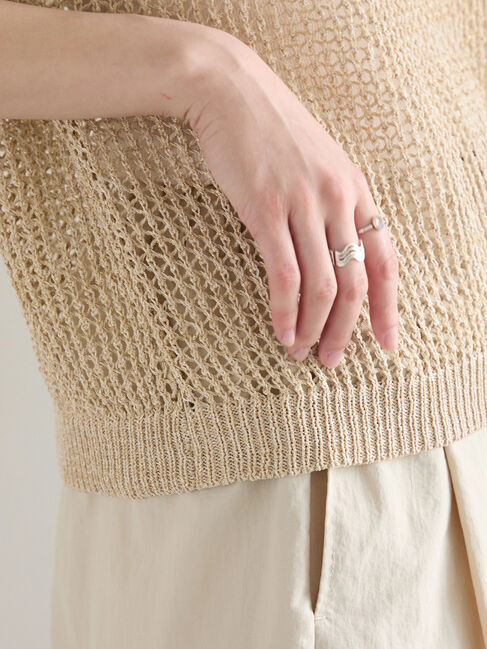 Samansa Mos2 blue「メランジラメメッシュニットベスト」|ニット・セーター|