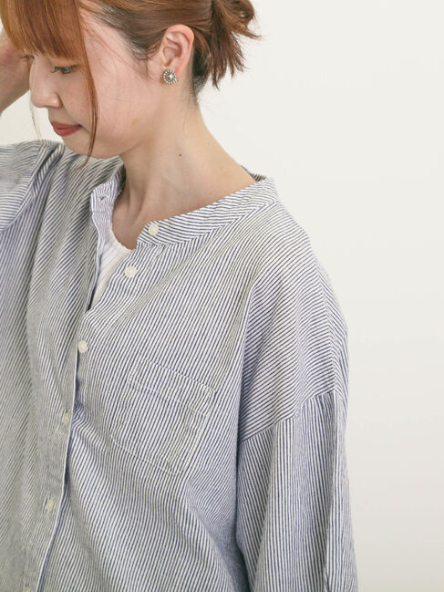 Samansa Mos2「バンドカラーゆるシャツ」|シャツ・ブラウス|