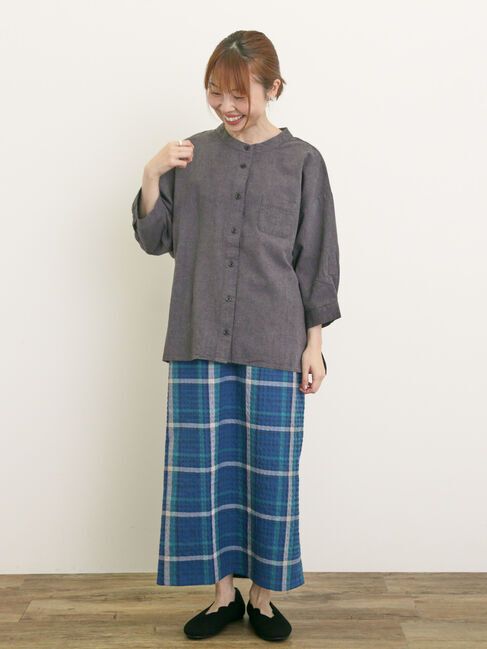 Samansa Mos2「バンドカラーゆるシャツ」|シャツ・ブラウス|