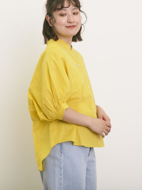 Samansa Mos2「ランタン袖スキッパーシャツ」|シャツ・ブラウス|イエロー